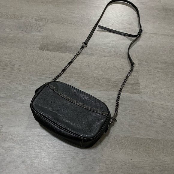 Coach Isla Tattoo Chain Black Mini Crossbody Leather Bag with Floral Embroidery - Picture 4 of 12